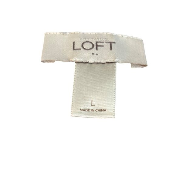 Ann Taylor Loft Sweater Women L Gray Cotton Rayon Basket weave knit front - Picture 5 of 7